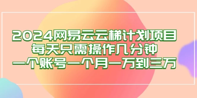 2024网易云梯计划项目，每天只需操作几分钟 一个账号一个月一万到三万-木子项目网