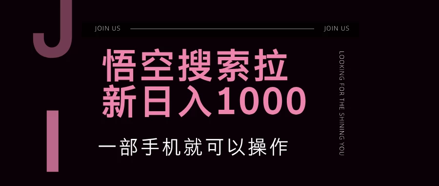 悟空搜索类拉新 蓝海项目 一部手机就可以操作 教程非常详细-木子项目网