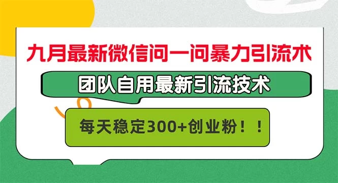 最新微信问一问暴力引流术，团队自用引流术，每天稳定300+-木子项目网