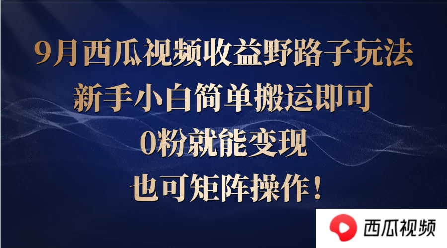 西瓜视频收益野路子玩法，新手小白简单搬运即可，0粉就能变现-木子项目网