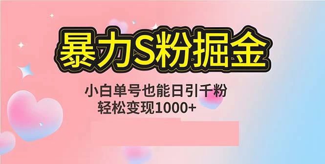 单人单机日引千粉，变现1000+，S粉流量掘金计划攻略-木子项目网