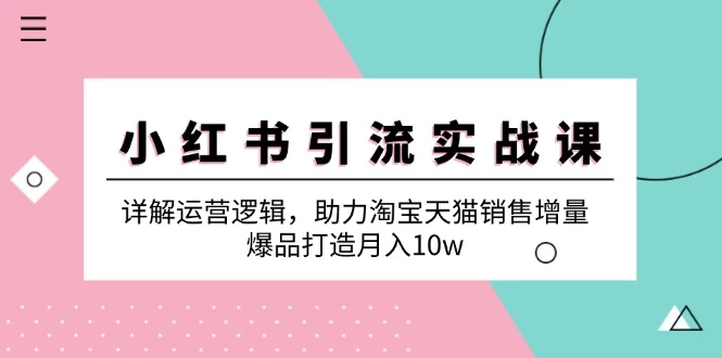 小红书引流实战课：详解运营逻辑，助力淘宝天猫销售增量，爆品打造月入10w-木子项目网