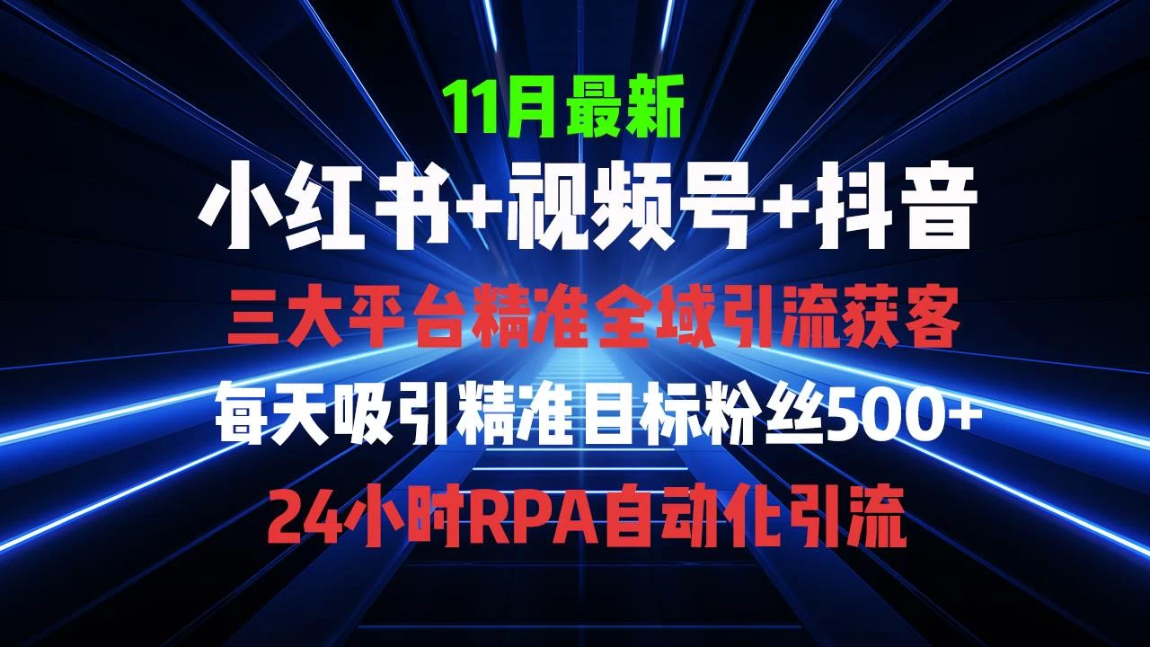 全域多平台引流私域打法，小红书，视频号，抖音全自动获客-木子项目网