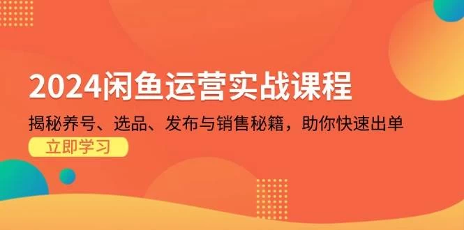 2024闲鱼运营实战课程：揭秘养号、选品、发布与销售秘籍，助你快速出单-木子项目网