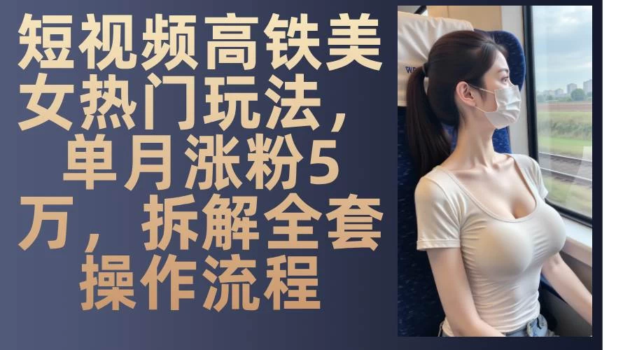 短视频高铁美女热门玩法，单月涨粉5万，拆解全套操作流程-木子项目网