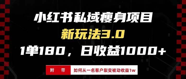 小红书瘦身项目3.0模式，新手小白日赚收益1000+-木子项目网