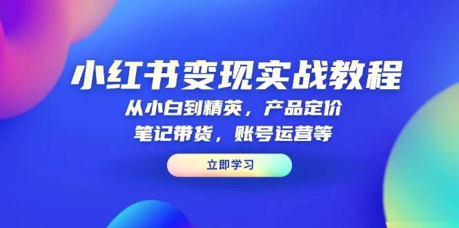 小红书变现实战教程：从小白到精英，产品定价，笔记带货，账号运营等-木子项目网