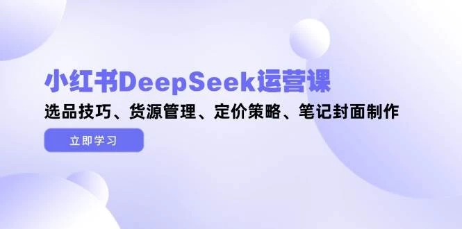 小红书DeepSeek运营课，选品技巧、货源管理、定价策略、笔记封面制作-木子项目网