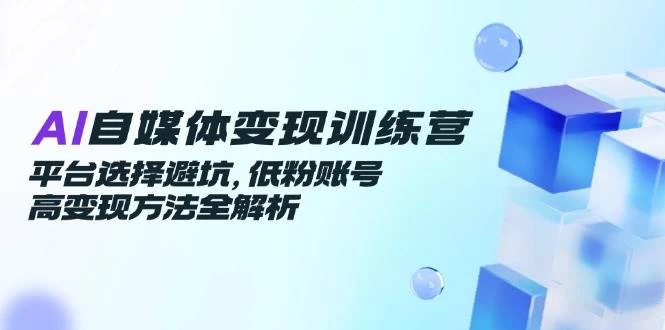 AI自媒体变现训练营，平台选择避坑，低粉账号高变现方法全解析-木子项目网