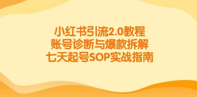 小红书引流2.0教程，账号诊断与爆款拆解，七天起号SOP实战指南-木子项目网