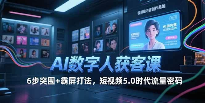AI数字人获客课，6步突围+霸屏打法，短视频5.0时代流量密码-木子项目网