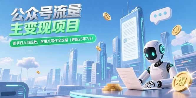 公众号流量主变现项目，新手日入四位数，含爆文写作全攻略-木子项目网