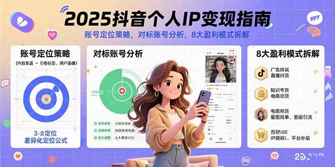 2025抖音个人IP变现指南，账号定位策略，对标账号分析，8大盈利模式拆解-木子项目网