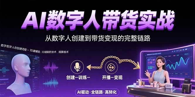 AI数字人+带货实战：从数字人创建到带货变现的完整链路-木子项目网