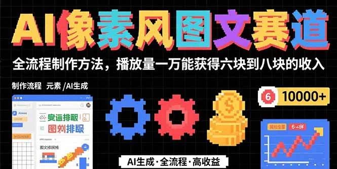 AI像素风图文赛道：全流程制作方法，播放量一万能获得6块到8块的收入-木子项目网