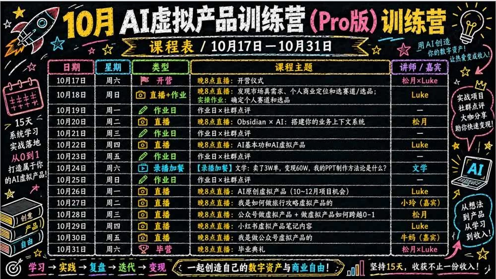 图片[3]-2026AI虚拟产品10月训练营（Pro版）：15天学会选品定位、AI制作数字资料、小红书引流与公众号变现，打造一人公司-木子项目网