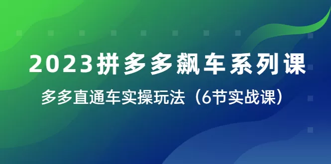 2023拼多多飙车系列课，多多直通车实操玩法（6节实战课）-木子项目网