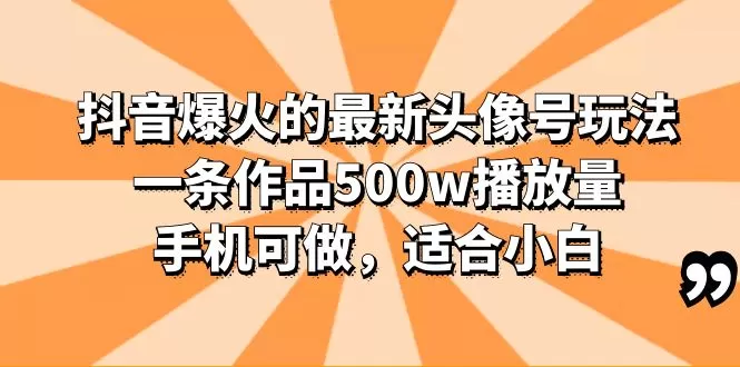 抖音爆火的最新头像号玩法，一条作品500w播放量，手机可做，适合小白-木子项目网