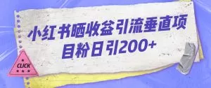 小红书晒收益图引流垂直项目粉日引200+-木子项目网