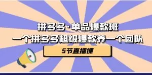拼多多·单品爆款班,一个拼多多超级爆款养一个团队-木子项目网