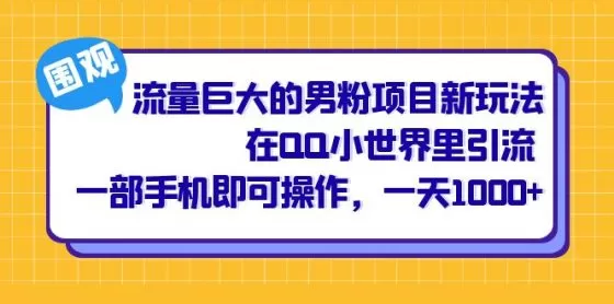 图片[1]-流量巨大的男粉项目新玩法，在QQ小世界里引流 一部手机即可操作，一天1000+-木子项目网