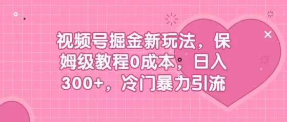 图片[1]-视频号掘金新玩法，保姆级教程0成本，日入300+，冷门暴力引流-木子项目网