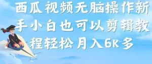 西瓜视频搞笑号，无脑操作新手小白也可月入6K-木子项目网