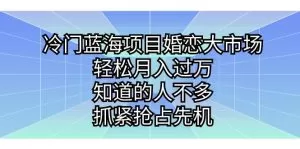 冷门蓝海项目婚恋大市场,轻松月入过万,知道的人不多,抓紧抢占先机-木子项目网