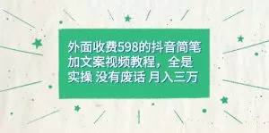 抖音简笔加文案教程,全是实操 没有废话 月入三万(教程+资料)-木子项目网