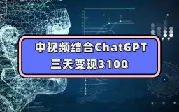 中视频结合ChatGPT,三天变现3100,人人可做 玩法思路实操教学-木子项目网