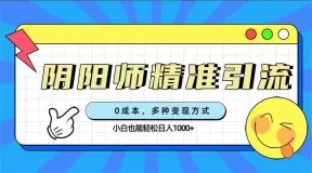 0成本阴阳师精准引流，多种变现方式，小白也能轻松日入1000+-木子项目网