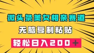 微头条冷门美女相亲赛道，无脑复制粘贴，轻松日入200＋-木子项目网