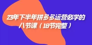 23年下半年拼多多·运营必学的八节课-木子项目网
