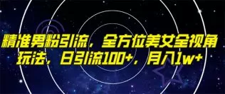 精准男粉引流，全方位美女全视角玩法，日引流100+，月入1w-木子项目网
