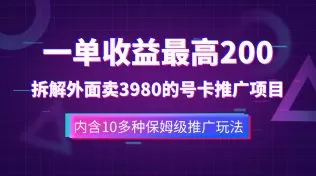 一单收益200+拆解外面卖3980手机号卡推广项目（内含10多种保姆级推广玩法）-木子项目网