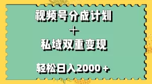 视频号分成计划+私域双重变现,轻松日入1000+,无任何门槛,小白轻松上手-木子项目网