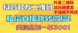 价值3000的技术！抖音二维码直跳微信！站内无限发不违规！-木子项目网