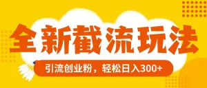 全新截流玩法,精准引流创业粉,轻松日入300+-木子项目网