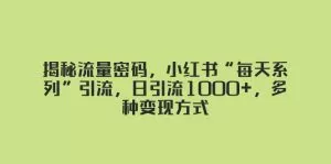 揭秘流量密码,小红书“每天系列”引流,日引流1000+,多种变现方式-木子项目网