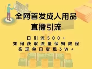 最新全网独创首发，成人用品直播引流获客暴力玩法，单日变现3w保姆级教程-木子项目网