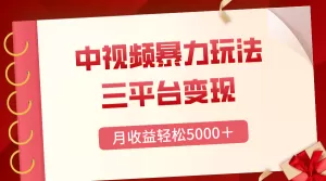 三平台变现，月收益轻松5000＋，中视频暴力玩法，每日热点的正确打开方式-木子项目网